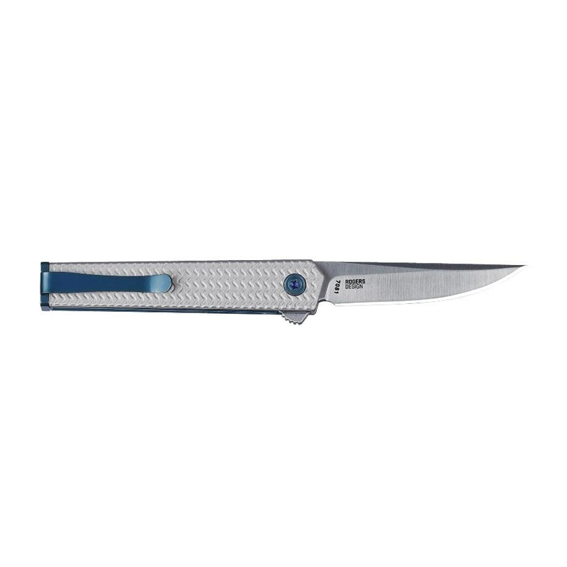 CRKT 7081 CEO Microflipper Knife - 2.375" Drop Point Blade, Silver &amp; Blue