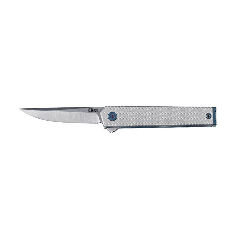 CRKT 7081 CEO Microflipper Knife - 2.375" Drop Point Blade, Silver &amp; Blue