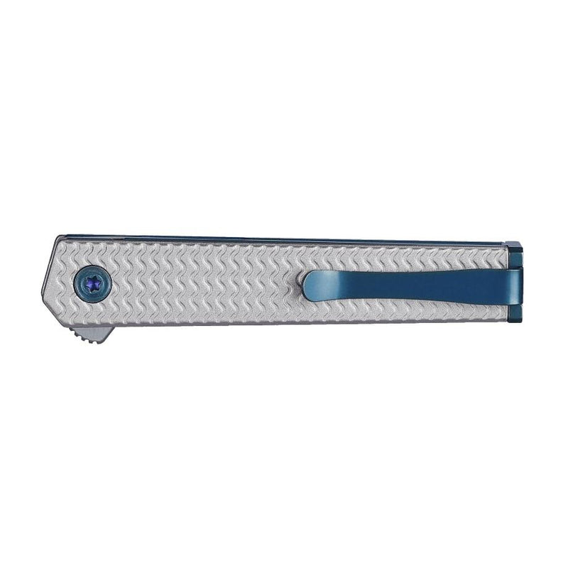 CRKT 7081 CEO Microflipper Knife - 2.375" Drop Point Blade, Silver &amp; Blue