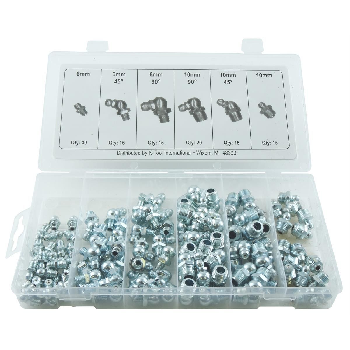 K Tool International KTI00096A Metric Grease Fitting Assortment (140-Piece)