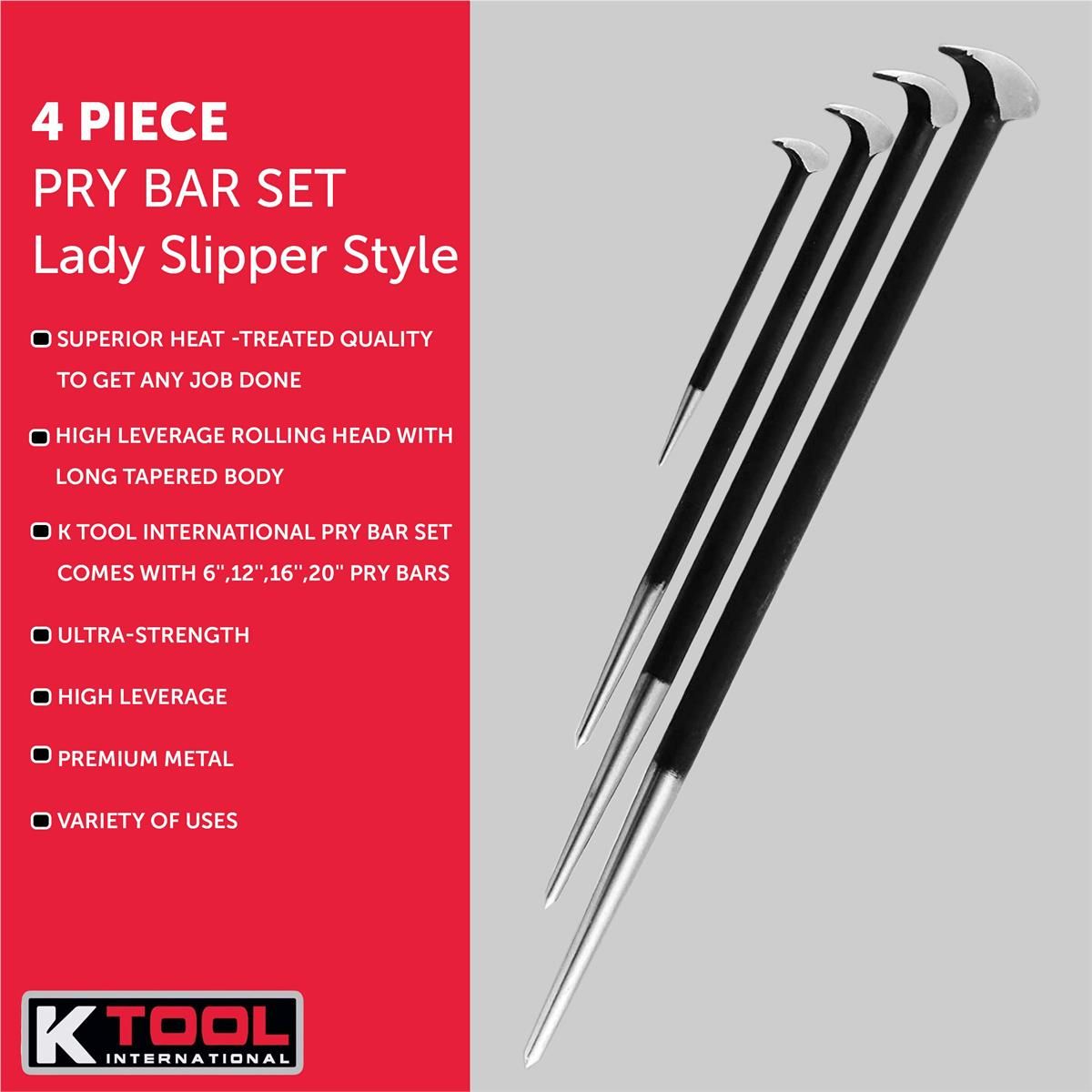 K Tool International KTI71600 Pry Bar Set, Bent End (4-Piece)