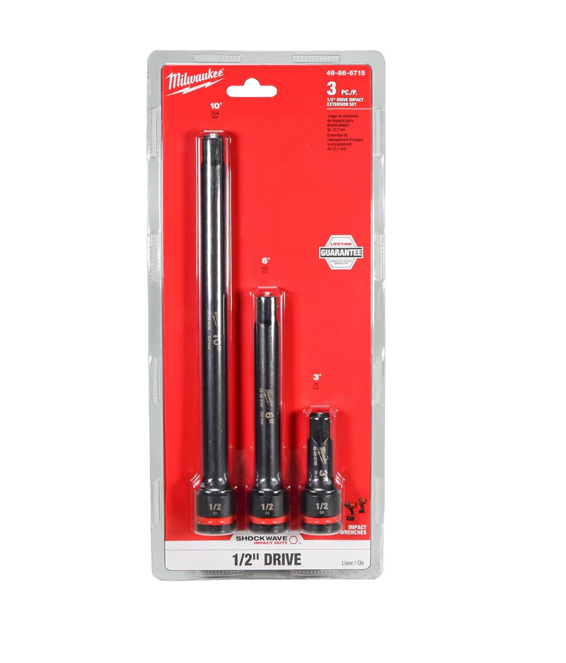 Milwaukee 49-66-6715 SHOCKWAVE Impact Duty 1/2" Drive Extension Set (3-Piece)