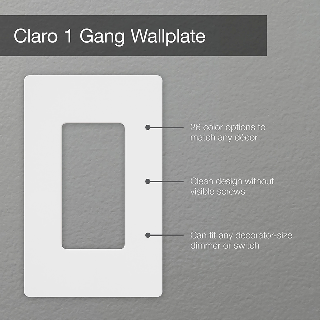 Lutron CW-1-WH 1-Gang Designer Wallplate, White