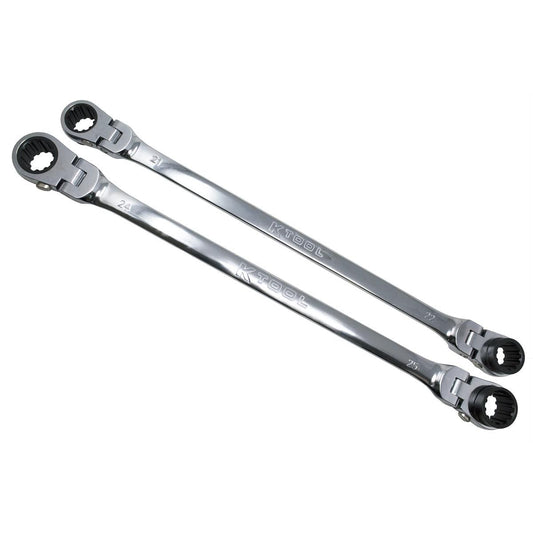 K Tool International XDDBM4 Metric Reversible Flex Head Ratcheting Wrench Set 90-Tooth 21-25mm (2-Piece)