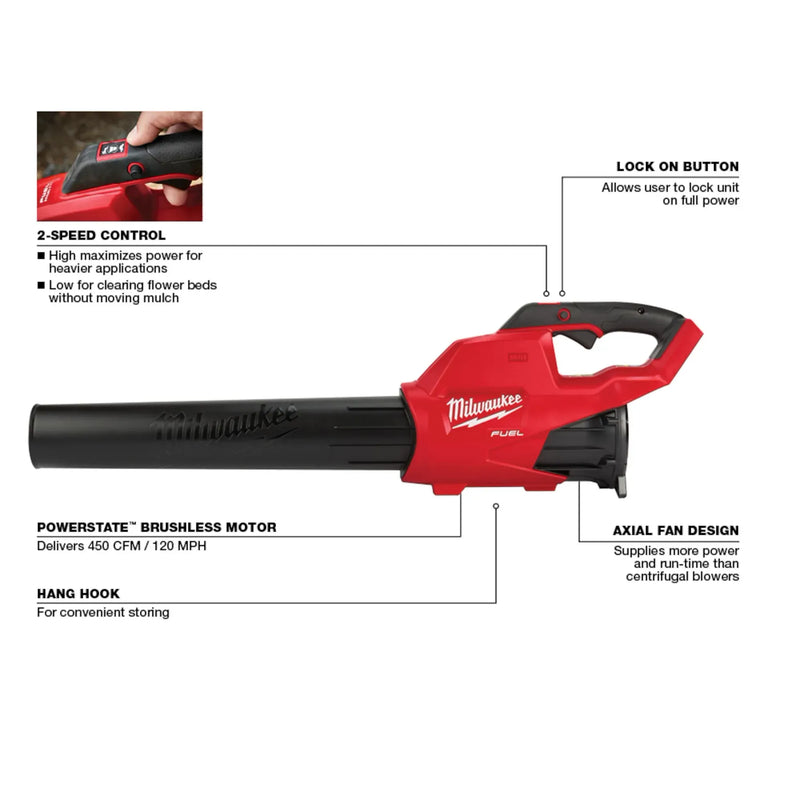 Milwaukee 2724-20 M18 Fuel Lock on Air Blower 120 MPH (Tool Only)