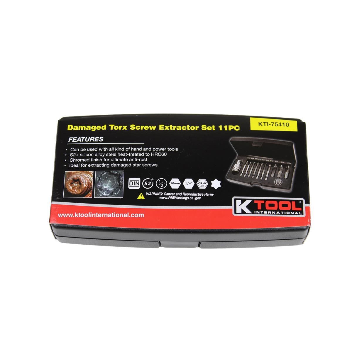 K Tool International KTI75410 Damaged Torx Screw Extractor Set (11-Piece)