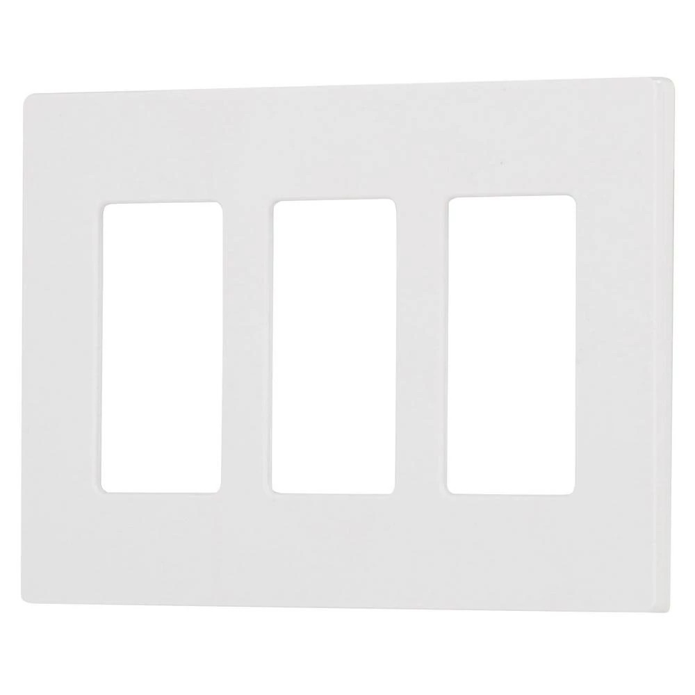 Lutron CW-3-WH 3-Gang Designer Wallplate, White