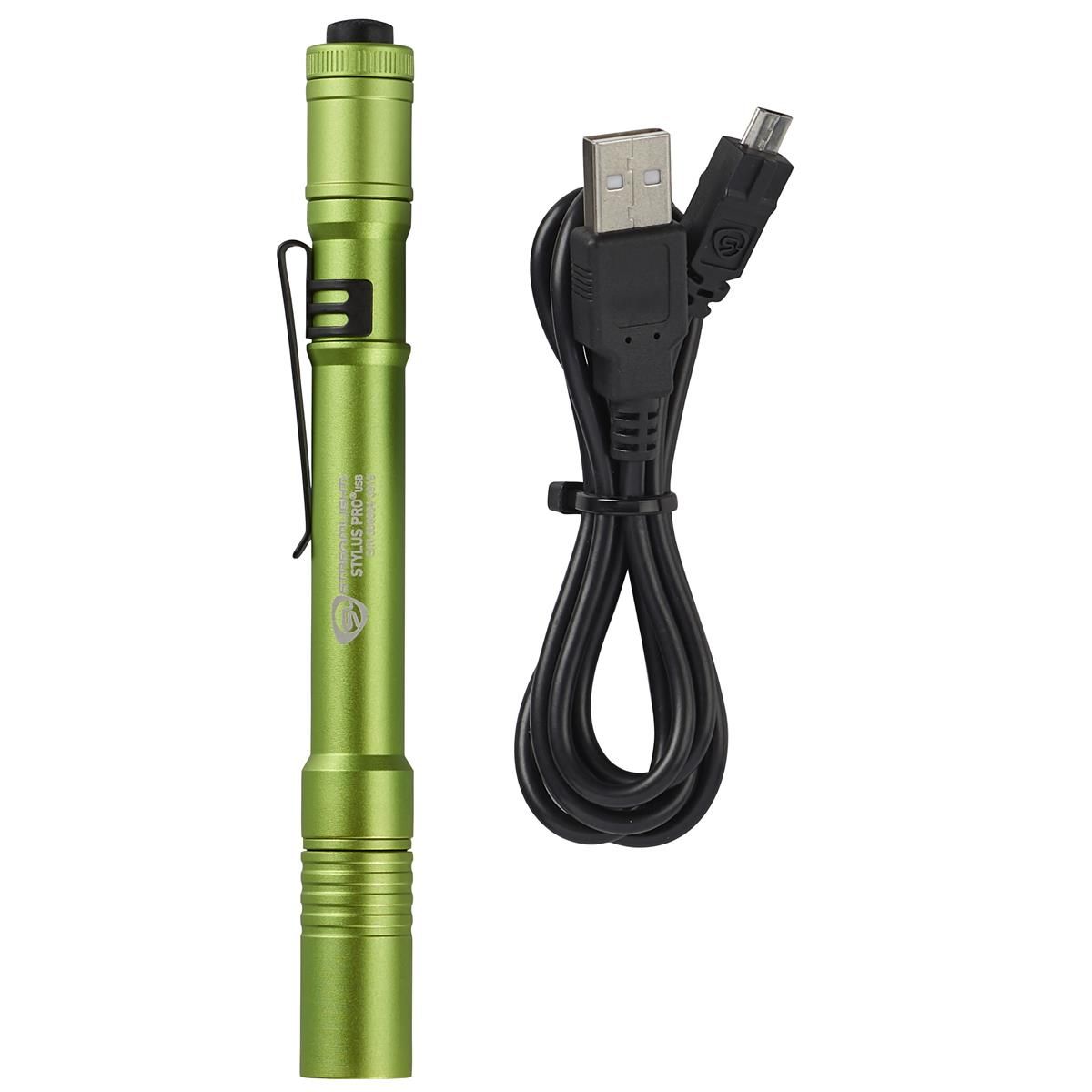 Streamlight 66144 Stylus Pro USB LED 350 Lumen Penlight USB Charge Cord, Lime Green
