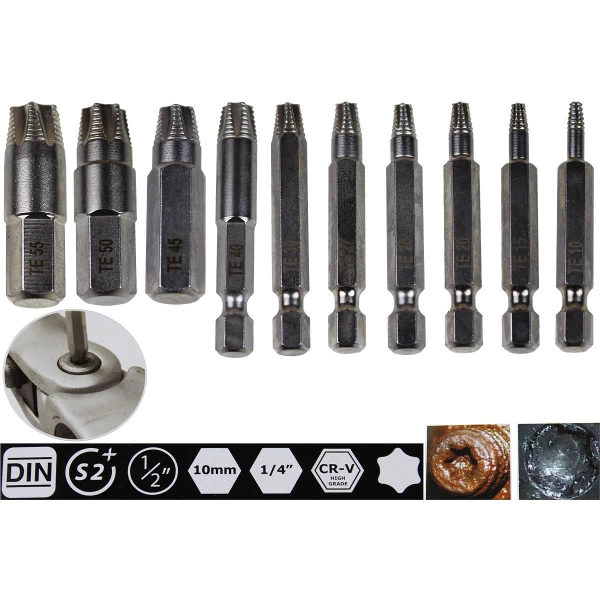 K Tool International KTI75410 Damaged Torx Screw Extractor Set (11-Piece)