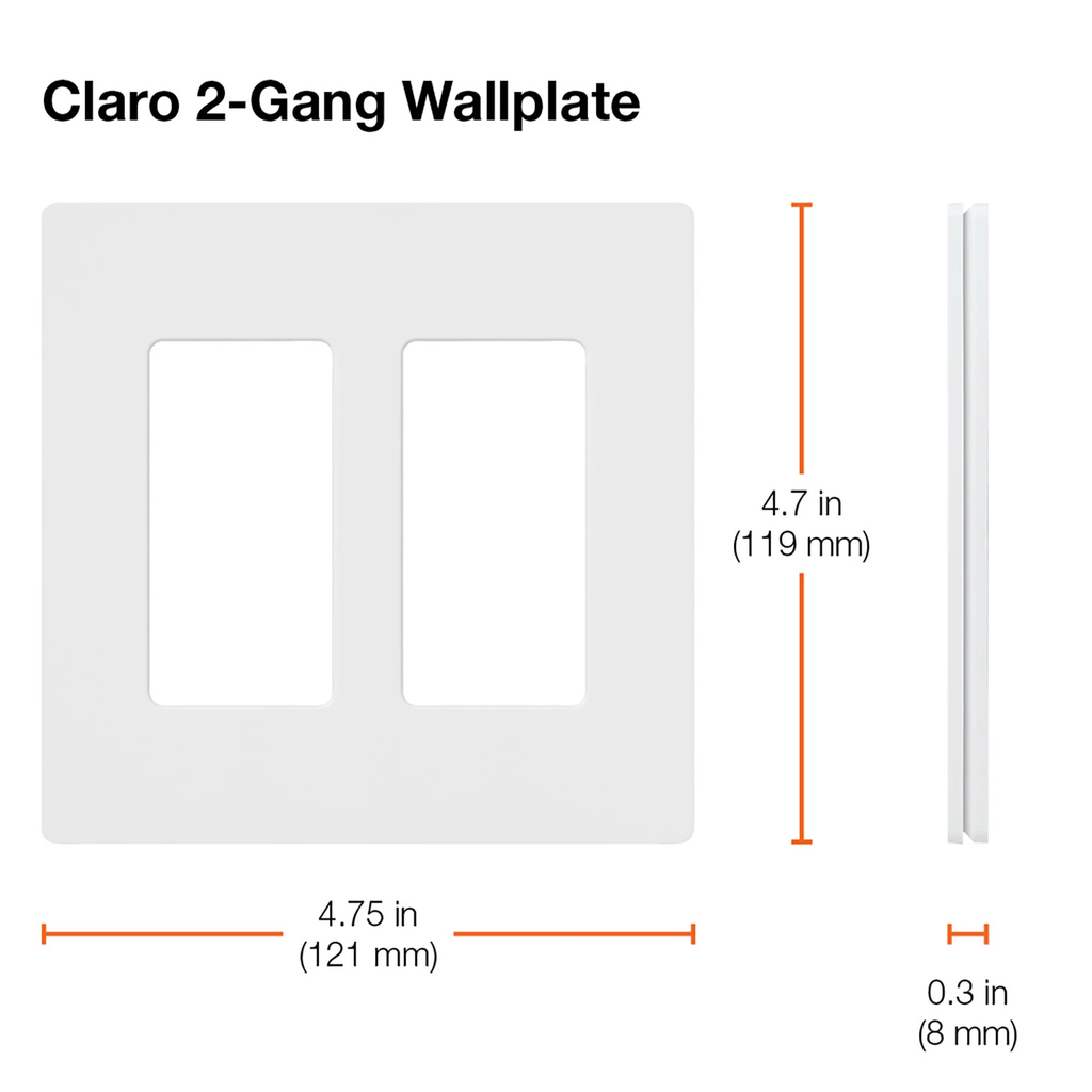 Lutron CW-2-WH 2-Gang Designer Wallplate, White
