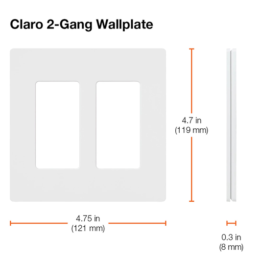 Lutron CW-2-WH 2-Gang Designer Wallplate, White