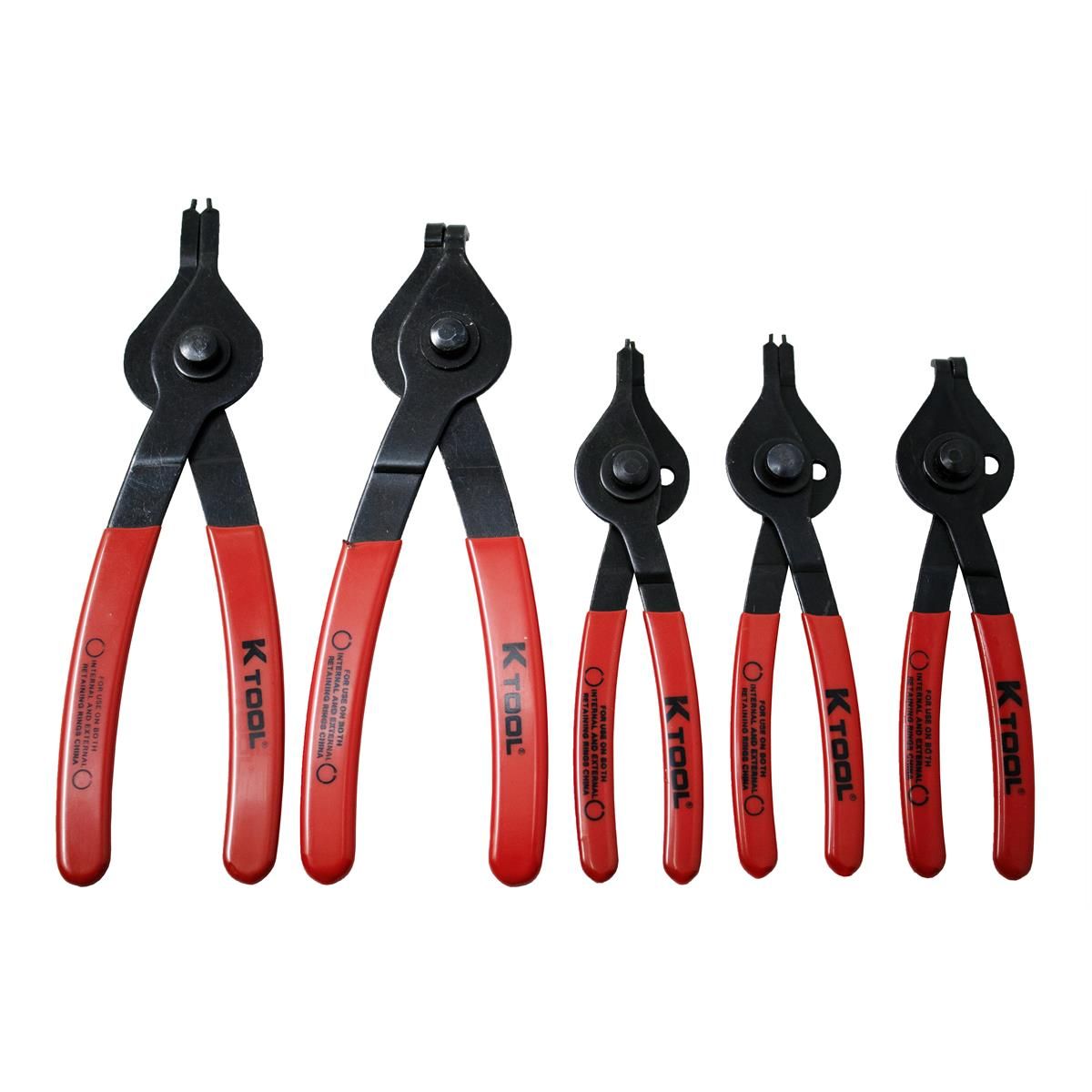 K Tool International KTI55001 Snap Ring Pliers Set Reversible (5-Piece)