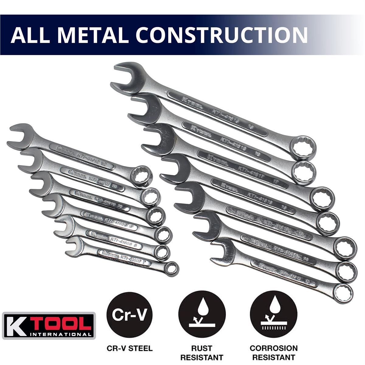 K Tool International KTI41513 Combination Wrench Set Metric (13-Piece)