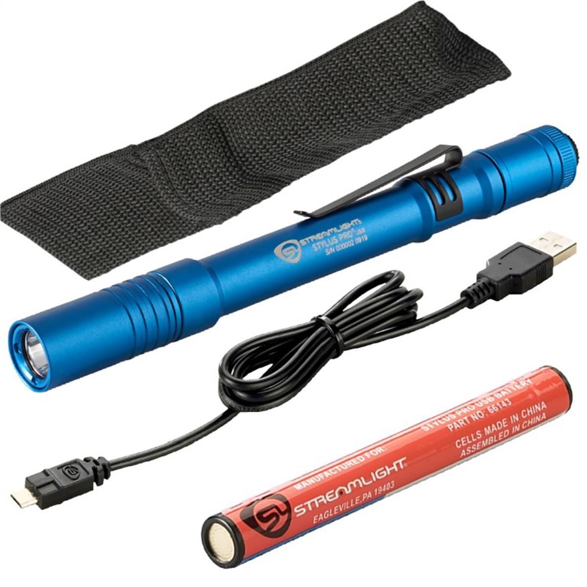 Streamlight STL66140 Stylus Pro USB LED 350 Lumen Penlight, Blue