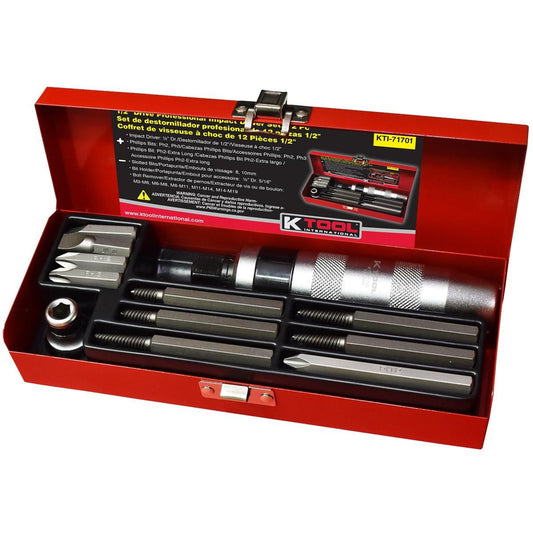 K Tool International KTI71701 Impact Driver Set Professional 1/2" Drive (12-Piece)