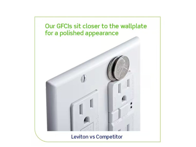 Leviton R92-GFWT1-0KW 15 Amp 125-Volt Duplex Self-Test Tamper Resistant/Weather Resistant GFCI Outlet, White