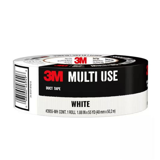 3M 3955-WH 1-22/55" x 55 yds Duct Tape, White (1-Roll)