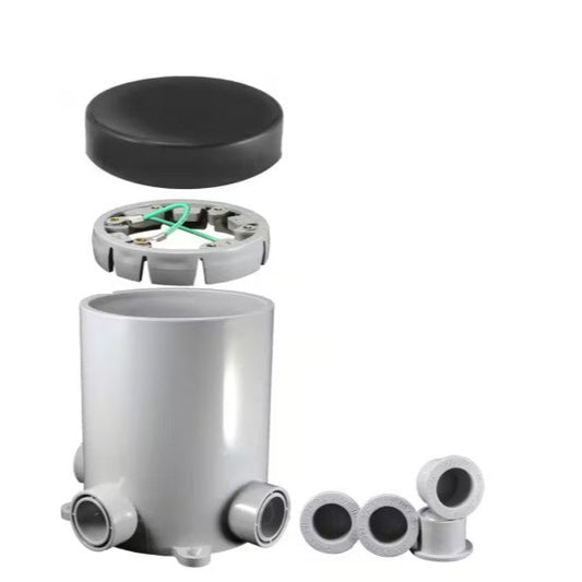 Cantex R5133758 Round Floor Box for Concrete with Two 75" Outlets and Two 5" Outlets