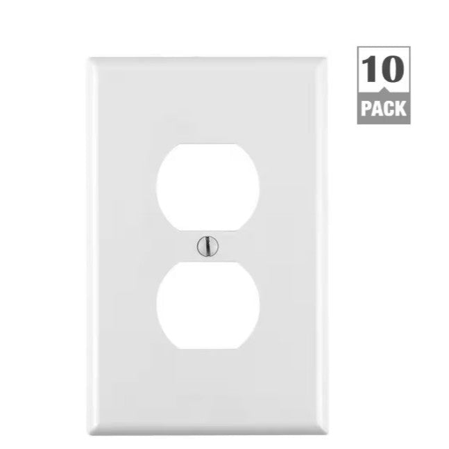 Leviton M52-00PJ8-0WM 1-Gang White Duplex Outlet/Receptacle Nylon Midway/Midsize Wall Plate (10-Pack)