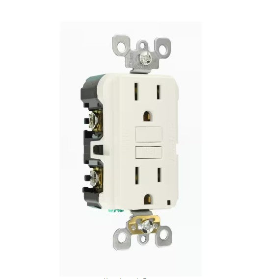 Leviton R12-GFNT1-0KW 15 Amp Self-Test SmartlockPro Slim Duplex GFCI Outlet, White
