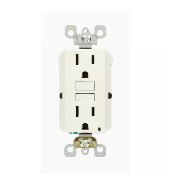 Leviton R12-GFNT1-0KW 15 Amp Self-Test SmartlockPro Slim Duplex GFCI Outlet, White