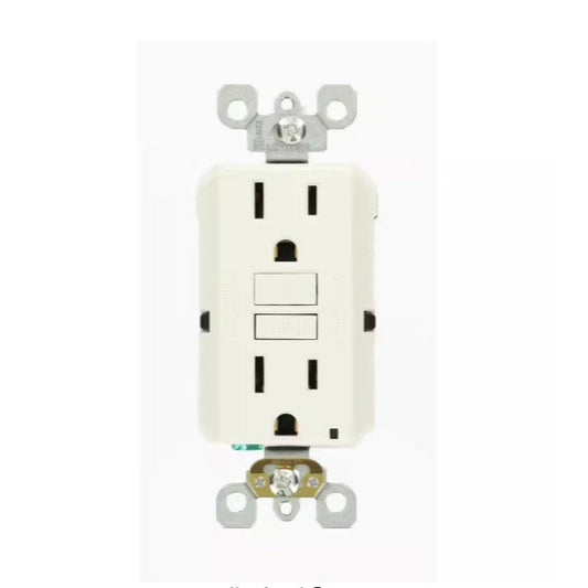 Leviton R12-GFNT1-0KW 15 Amp Self-Test SmartlockPro Slim Duplex GFCI Outlet, White