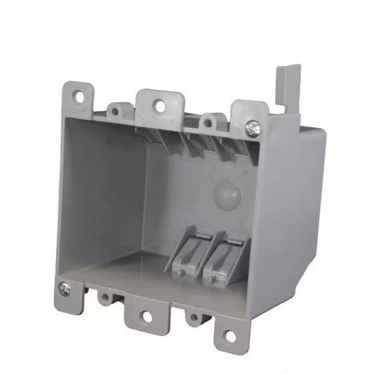 Cantex REZ25DO 2-Gang 25 in³ Old Work Outlet &amp; Switch Box with EZ Mount Clamps, Gray