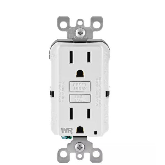 Leviton R92-GFWT1-0KW 15 Amp 125-Volt Duplex Self-Test Tamper Resistant/Weather Resistant GFCI Outlet, White