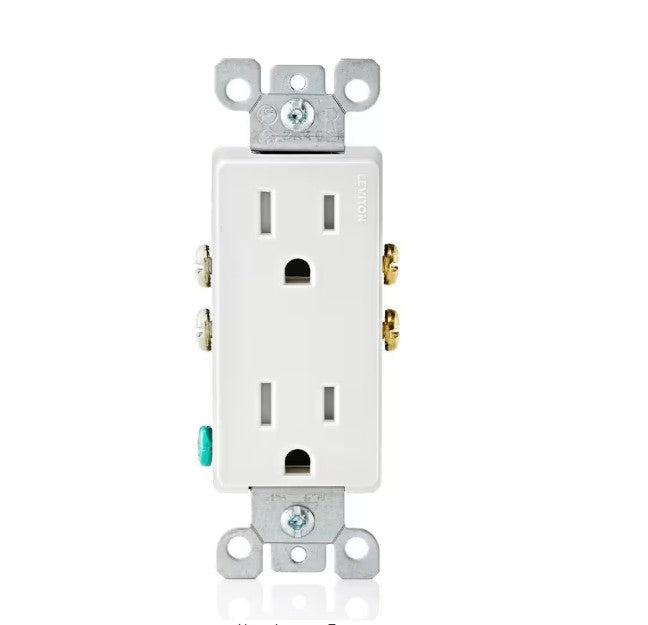 Leviton M22-T5325-WMP Decora 15 Amp 125 V Tamper Resistant Duplex Outlet/Receptacle, White (10-Pack)