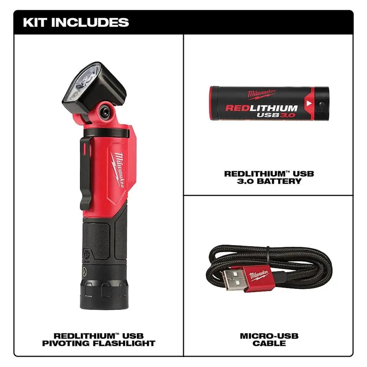 Milwaukee 2113-21 REDLITHIUM USB Pivoting Flashlight
