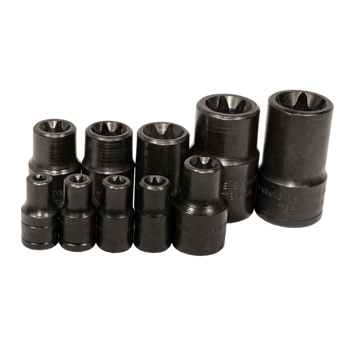 K Tool International KTI22671 External E-Torx Socket Set E5–E20 (10-Piece)