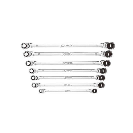 K Tool International XDKITDBM14 Metric Reversible Flex Head Ratcheting Wrench Set 90-Tooth XD Series (7-Piece)