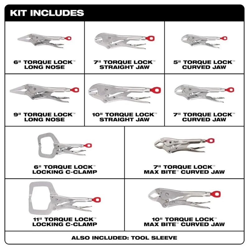 Milwaukee 48-22-3690 Torque Lock Locking Pliers Kit (10-Piece)