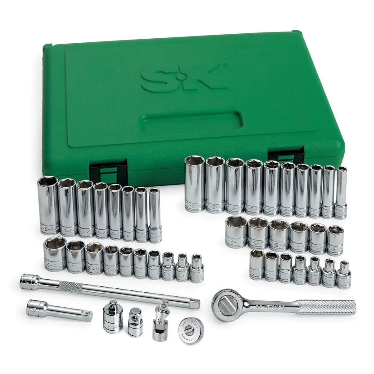 SK Hand Tools 91848 1/4" Drive 6-Point Standard and Deep SAE/Metric Socket Set (48-Piece)