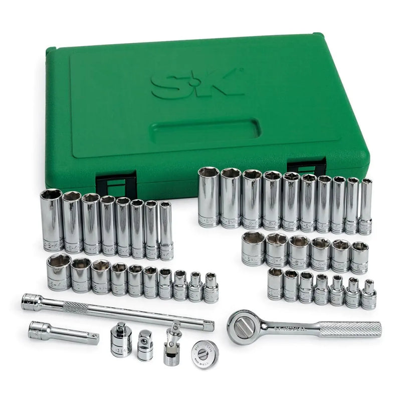 SK Hand Tools 91848 1/4" Drive 6 Pt Std and Deep SAE and Metric Socket Set (48-Piece)