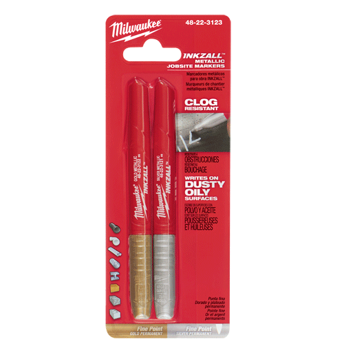 Milwaukee 48-22-3123 INKZALL Silver/Gold Fine Metallic Point Marker (2-Pack)