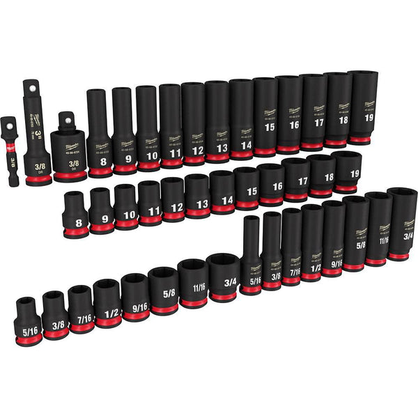 Milwaukee 49-66-7009 SHOCKWAVE Impact Duty 3/8" Drive SAE and Metric 6 Point Impact Socket Set (43-Piece)