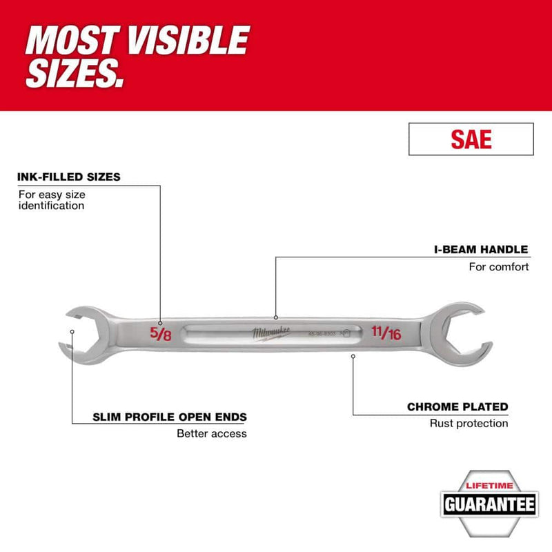 Milwaukee 48-22-9470 Double End Flare Nut Wrench - SAE Set (5-Piece)