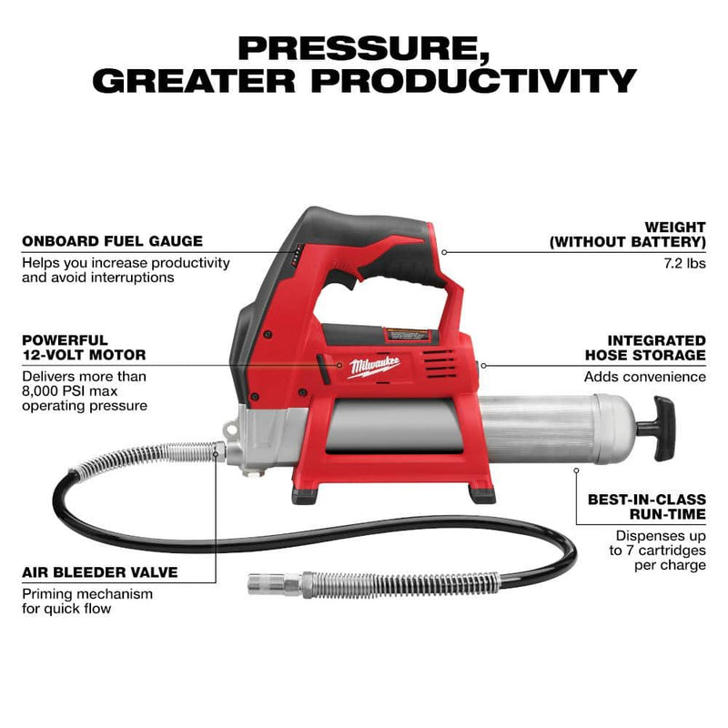 Milwaukee 2446-20 M12 Cordless LITHIUM-ION Grease Gun (Tool Only)