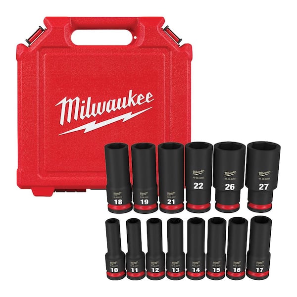 Milwaukee 49-66-7014 14PCSHOCKWAVE Impact Duty 1/2" Drive Metric Deep 6 Point Socket Set