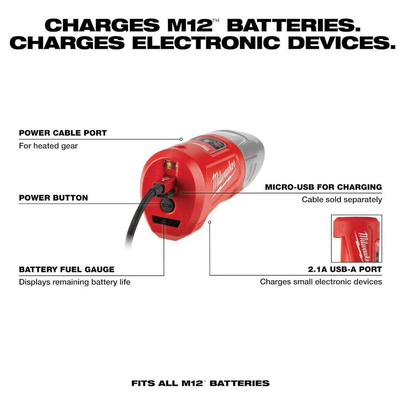 Milwaukee 48-59-1201 M12 Charger and Portable Power Source