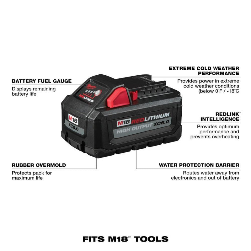 Milwaukee 48-11-1865 M18 REDLITHIUM HIGH OUTPUT XC 6.0Ah Battery Pack