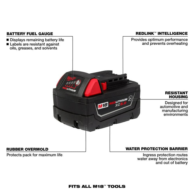 Milwaukee 48-59-1852R M18 REDLITHIUM XC5.0 Resistant Battery Starter Kit