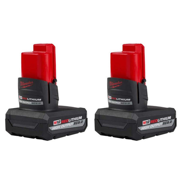 Milwaukee 48-11-2450 M12 12-Volt Lithium-Ion XC High Output 5 Ah Battery (2-Pack)