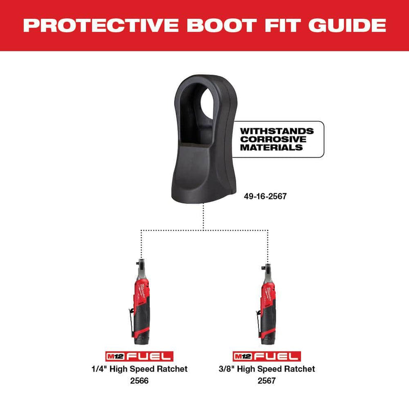 Milwaukee 48-22-3712 M12 FUEL High Speed 1/4 in. and 3/8 in. Rubber Ratchet Boot