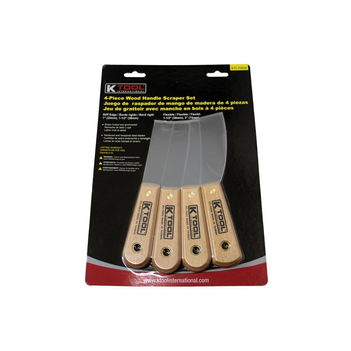 K Tool International KTI70004 Scraper/Putty Knife Set (4-Piece)