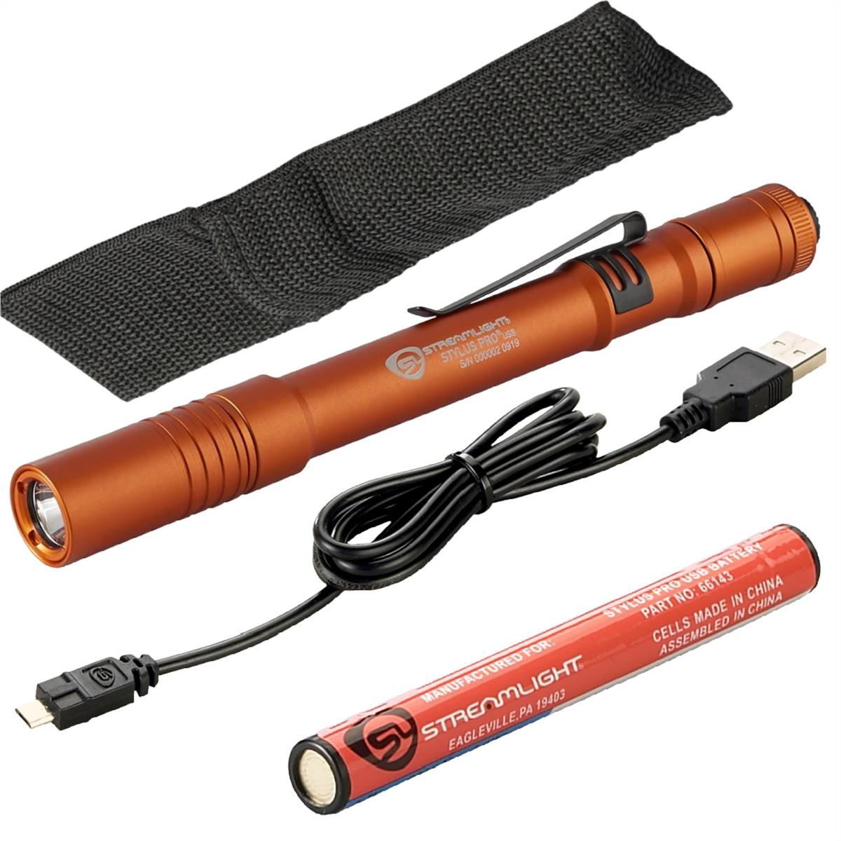 Streamlight STL66146 Stylus Pro USB LED 350 Lumen Penlight, Orange