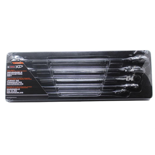 K Tool International XDDBM10 Metric Reversible Flex Head Ratcheting Wrench Set 90-Tooth (5-Piece)