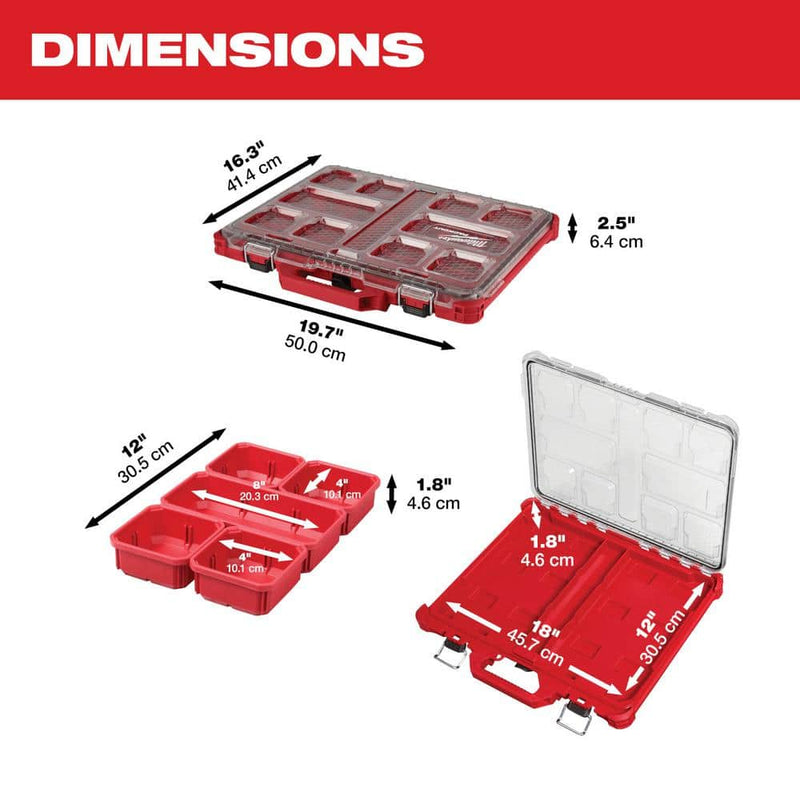 Milwaukee 48-22-8431 PACKOUT 11-Compartment Low-Profile Impact Resistant Portable Small Parts Organizer