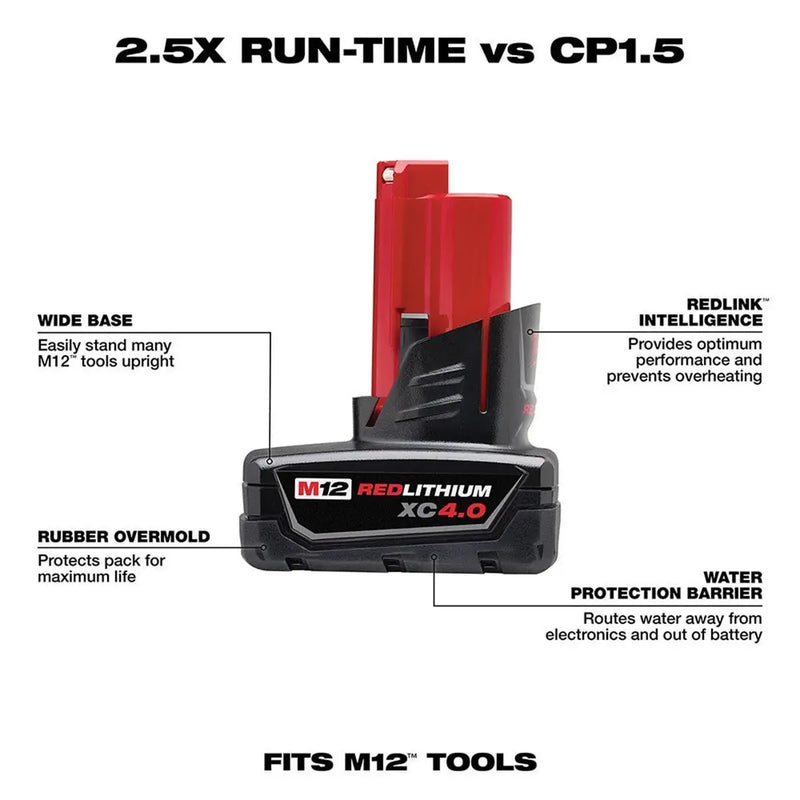 Milwaukee 4811-20 M12 REDLITHIUM XC 4.0 Extended Capacity Battery Pack